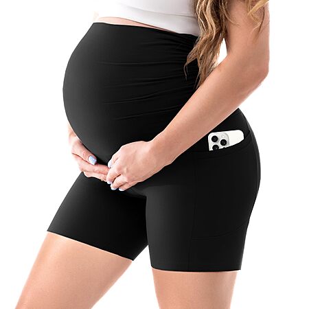 Walifrey Women's Maternity Shorts w/ Pockets (Black, Medium or Large) $5.49 + Free Shipping w/ Prime or on $35+