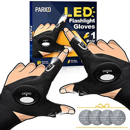 1-Pair PARIGO Battery Powered LED Flashlight Gloves (Black) $7.64 + Free Shipping w/ Prime or on $35+