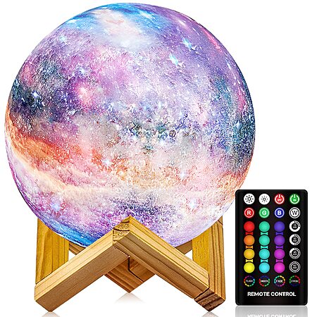 4.8" LOGROTATE 16 Color Galaxy Rechargeable Moon Lamp $7.70 
