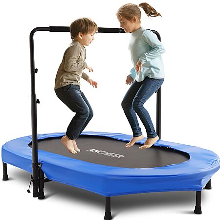 [Prime] 56" ANCHEER Double-Toddler Trampoline w/ Adjustable Handlebar (Blue, 220LBS) $57.99 + Free Shipping