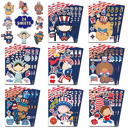 24-Piece HSHFAMIIY 4th of July Patriotic Sticker Sheets (American flag) $3.99 + Free Shipping w/ Prime or on $35+