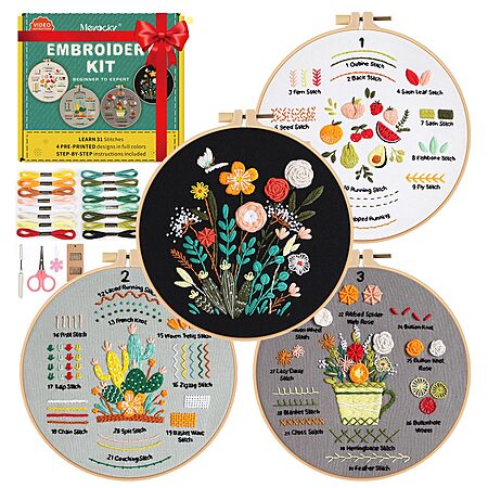 4-Pack 7.8" Meyocky Embroidery Kit for Beginners (Multicolor) $7.48 + Free Shipping w/ Prime or on $35+