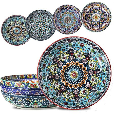 4-Pack 42-Oz glowworm 9.7" Bohemian Ceramic Pasta Bowls $19.49 + Free Shipping w/ Prime or on $35+