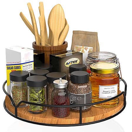 9" AXTEE Lazy Susan Pine Wood Turntable Countertop Organizer $8.94 + Free Shipping w/ Prime or on $35+