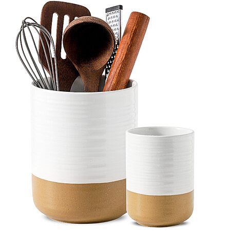 2-Pack 7.4"+5.5" HASENSE Ceramic Utensil Holder for Counter $14.49 + Free Shipping w/ Prime or on $35+