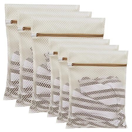 6-Pack DuomiW Durable Honeycomb Mesh Laundry Bags (Beige, 3 Large & 3 Medium) $4.99 + Free Shipping w/ Prime or on $35+