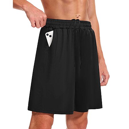 BOOJO Men's Athletic Gym Shorts (Black, Medium or Small) $4.99 + Free Shipping w/ Prime or on $35+
