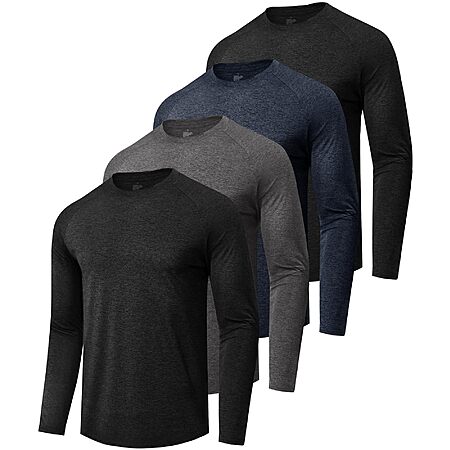 [Prime] 4-Pack BOOJO Quick Dry Moisture Wicking Sun Protection Long Sleeve T-Shirts (Large only) $14.99 + Free Shipping