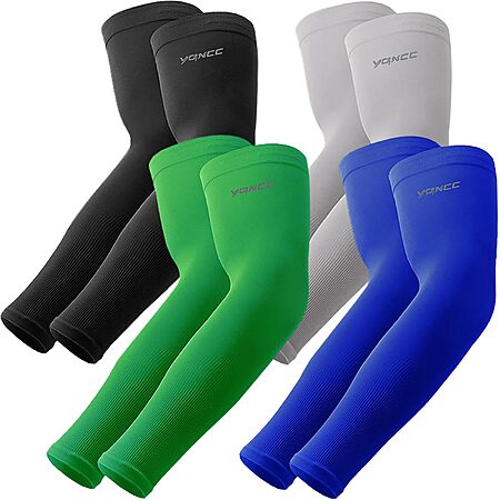 4-Pairs YQXCC Sports Compression Arm Sleeves w/ UV 50+ Sun Protection (4 colors) $4.99 + Free Shipping w/ Prime or on $35+