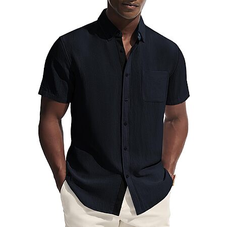 PJ PAUL JONES Men's Button Down Linen Short Sleeve Dress Shirts (Various) from $8.24 + Free Shipping w/ Prime or on $35+