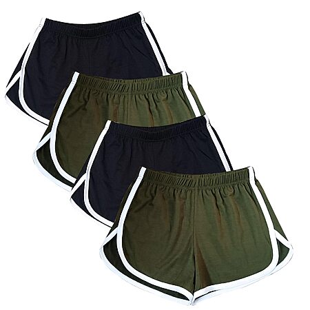 4-Pack Cameway Women's Cotton Yoga Short (2 Black and 2 Green, Medium or Large) $10.45 + Free Shipping w/ Prime or on $35+