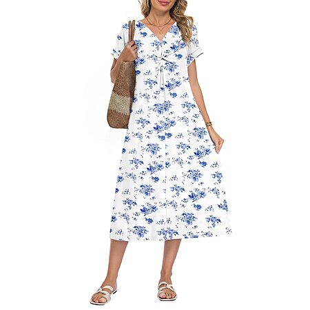 WNEEDU Women's Summer Midi Dress w/ Pockets (Various) $9.90