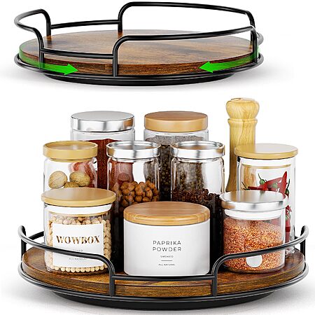 2-Pk WOWBOX Wood Lazy Susan Turntable Organizer (9"&10") $14.40