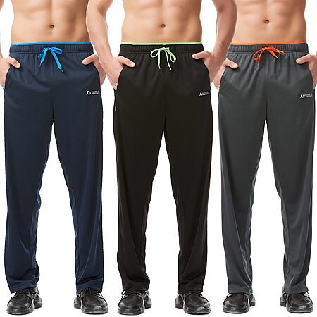 3-Pk SACUIMAN Men's Athletic Sweatpants w/ Zipper Pockets (S/M) $15