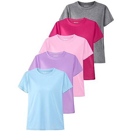 5-Pk JORHIG Girls Athletic Dry-Fit T-Shirts Tops $10