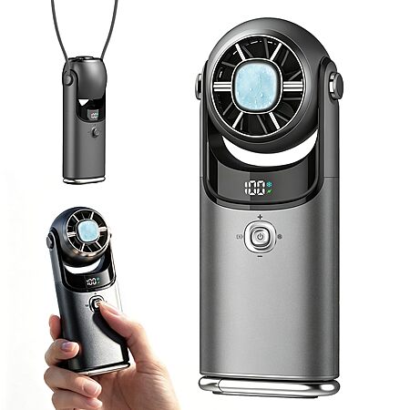 MIALEXO 3-In-1 Mini Handheld Fan w/ Cooling Plate (Dark Grey or Silver Grey) $10