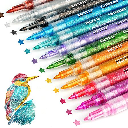 12-Ct HOTU 0.7mm Glitter Markers w/ Water-Based Ink $5.25 w/ S&S