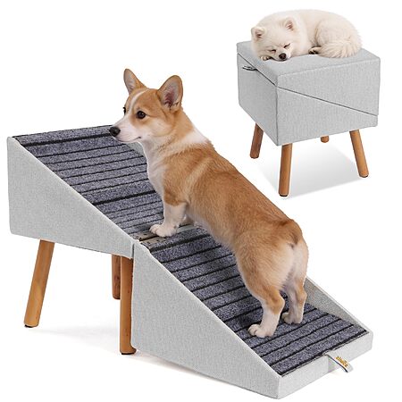 2-in-1 Ziluce 17.13" XL Wooden Foldable Dog Ramp & Ottoman $50 + Free S&H