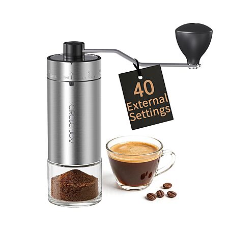 CIRCLE JOY Mini Hand Coffee Grinder w/ 40 Settings & Ceramic Conical Burr $9.90