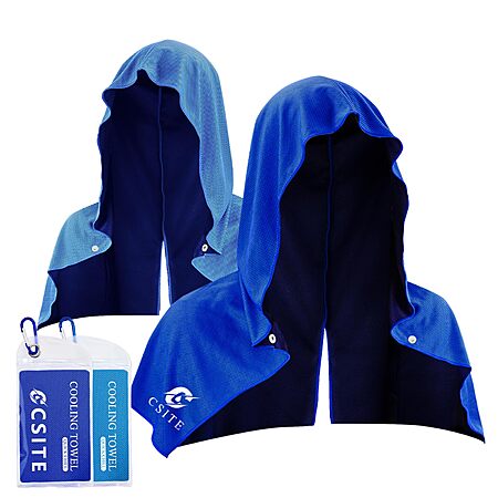2-Pk CSITE UPF 50 Cooling Hoodie Towels (Various) $9
