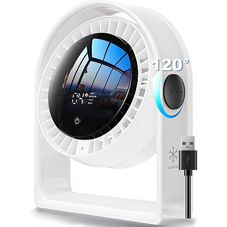 6.5" RANVOO 120°Tilt 4-Speed Quiet USB Desk Fan w/ LED Display $13.19 + Free Shipping w/ Prime or on $35+