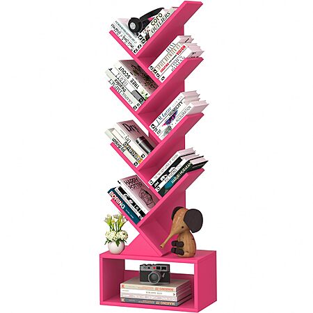 46" 9-Tier SHEEPAM Standing Wooden Bookshelf Tree (2 Colors) $15