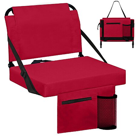 Besunbar Back Support Soft Cushion Stadium Seat w/ Zipper Pocket (Maroon) $20.40 & More