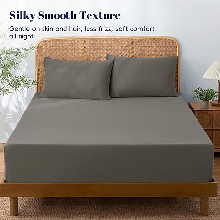 3-Pc PHF Q-Max>0.4 Queen Size Cooling Fitted Sheet Set (Charcoal or Blue) $14