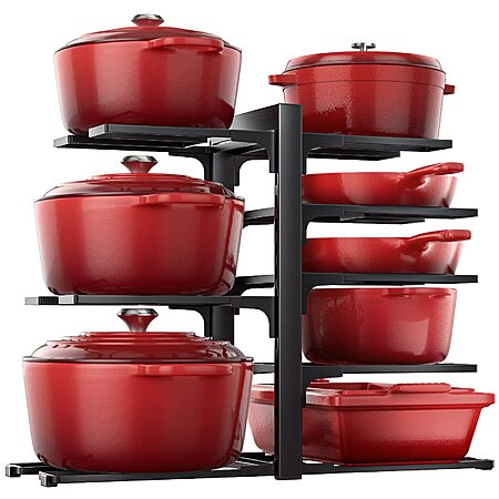 Prime Members: 8-Tier 15.8" ORDORA Under Cabinet Adjustable Pots & Pans Organizer $19.80 + Free S&H