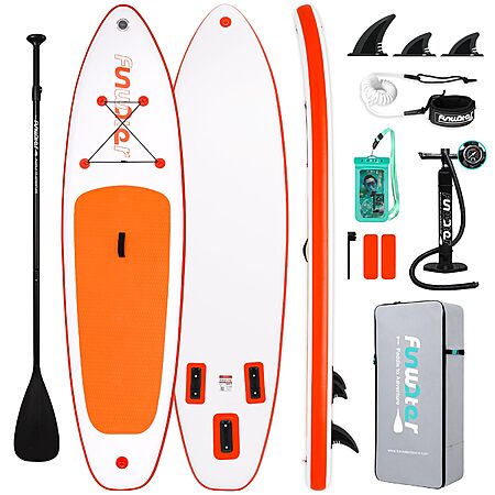 10' 6" FunWater Inflatable Stand Up Paddle Board w/ Accessories (Sunset Orange or Black Adventurer) $79.99 + Free Shipping