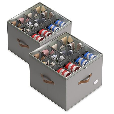 2-Pk Vincona Foldable Shoe Organizer w/ Clear Cover: X-Large $20, Large