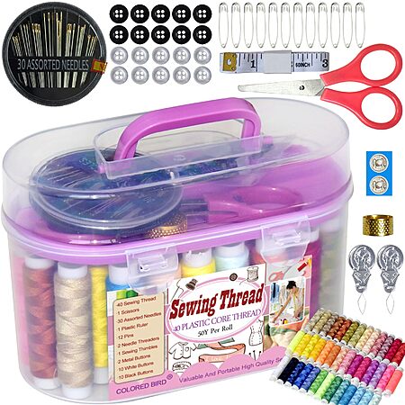 40-Spools Colored Bird Portable Sewing Repair Kit (Purple) $3.80