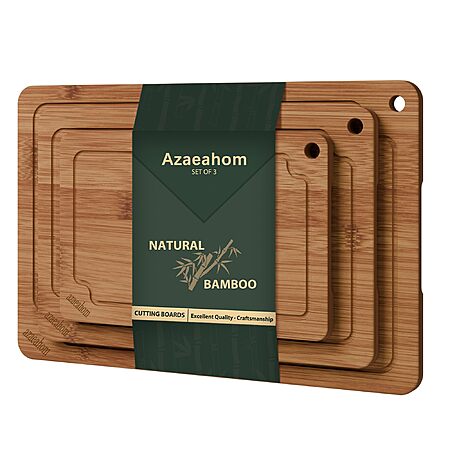 3-pc Azaeahom Bamboo Cutting Board Set (Brown) $15