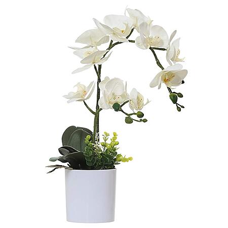 17" Olrla 2-Stem White Faux Butterfly Orchid Artificial Flower in Pot $14.27 + Free Shipping w/ Prime or on $35+