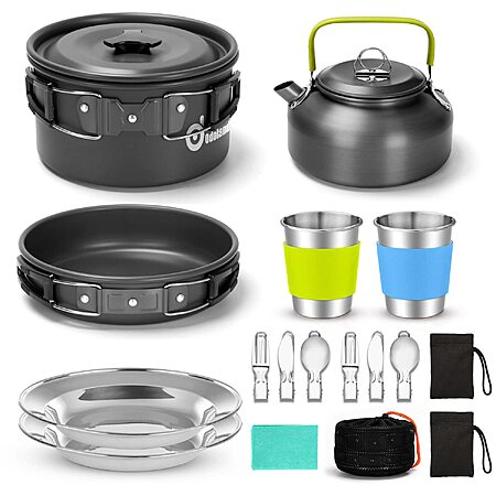 15-Piece Odoland Camping Cookware Mess Kit $19.99 + Free Shipping w/ Prime or on $35+