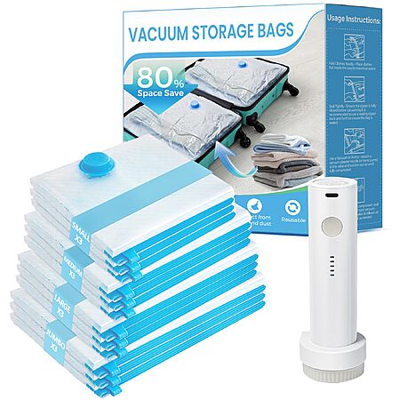 12-Pack ANBIUX Vacuum Storage Bags w/ Cordless USB-C Rechargeable Air Pump $14.29 + Free Shipping w/ Prime or on $35+