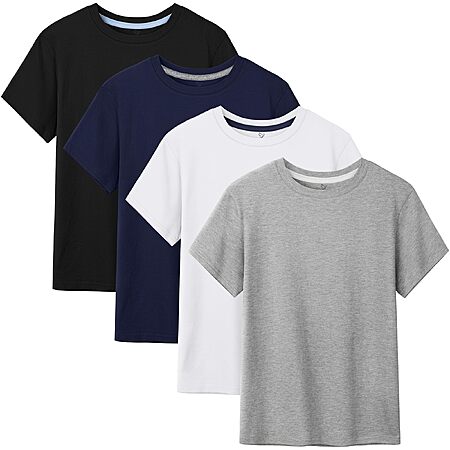 4-Pack HoeVou Boy's 100% Cotton Shirts Short Sleeve T-Shirts (Various) $9.49 + Free Shipping w/ Prime or on $35+