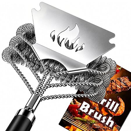 18" TNTOR stainless steel spiral Bristle Free BBQ Grill Brush w/ Scraper $7.65