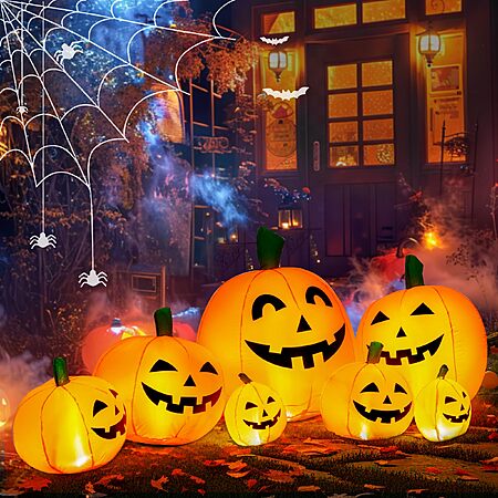 7.5' TISEJOY Halloween Inflatable Blow-Up Outdoor Decor (Pumpkin Family) $20 + Free S&H