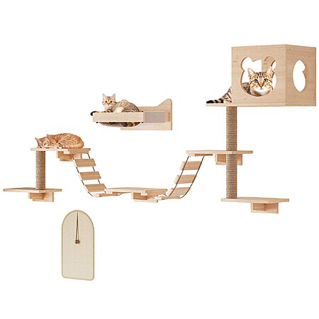 13-Pc PETKABOO Cat Wall Shelves w/ Condo, Hammock, Scratch Pad, Platform & Ladder $45 + Free S&H