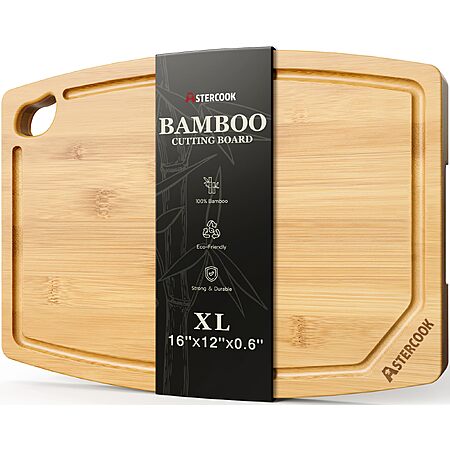 Prime: 16"×12" Astercook Large Bamboo Cutting Board $7.50 + Free S&H