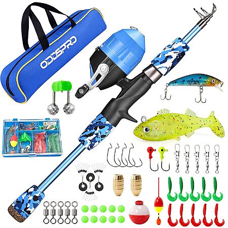 4.92' ODDSPRO Telescopic Kids Fishing Rod & Reel Combo Kit w/ Tackle Box $14.99 + Free Shipping w/ Prime or on $35+