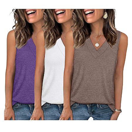3-Pack EyMuse Women's V-Neck Sleeveless Tank Tops