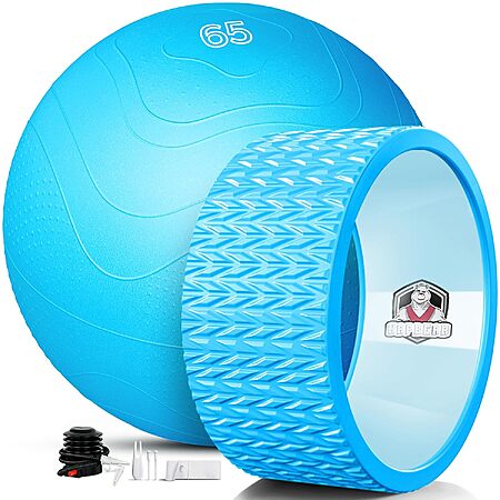 12" HAPBEAR Yoga Wheel & Exercise Ball Set for Back Pain Relief & Stretching $17.99 + Free Shipping w/ Prime or on $35+