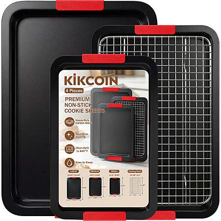 4-Piece Kikcoin Non-stick Carbon Steel Baking Pan Set w/ Cooling Rack $16.99 + Free S&H w/ Walmart+ or on $35+