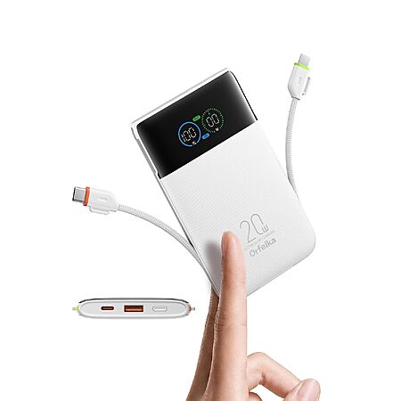 Orfeika 10000mAh Slim Portable Charger Power Bank w/ 20W PD Fast Charging & Built-In USB-C & Lightning Cables (White) $15.99 + Free Shipping w/ Prime or on $35+