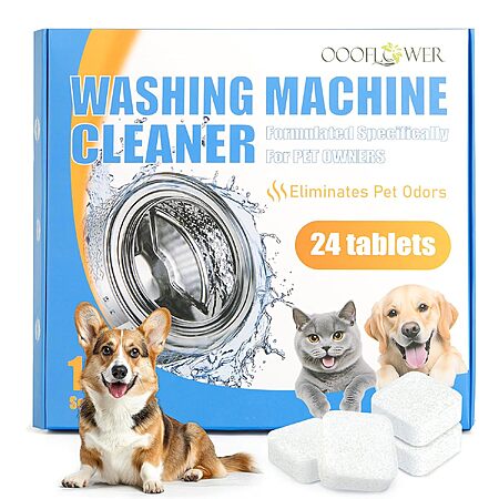 24-Count OOOFLOWER Washing Machine Cleaner Tablets for Pet Owners (Unscented) $3.78 + Free Shipping w/ Prime or on $35+
