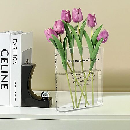 Alpharan Book-Shaped Clear Acrylic Flower Vase
