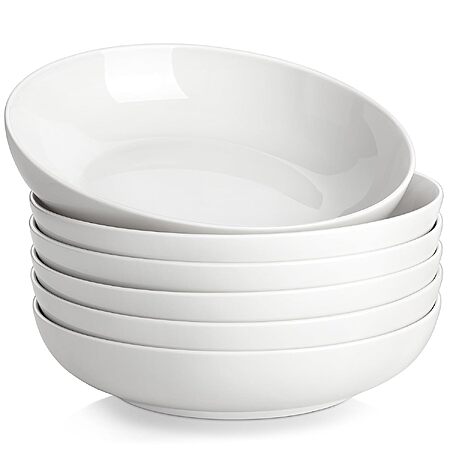 6-Pack 42-Oz MALACASA Porcelain Wide Shallow Pasta Bowls $20.51 + Free Shipping w/ Prime or on $35+