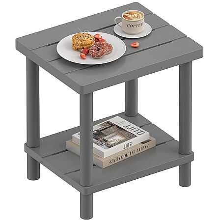 18" LEJANEOYE 2-Tier Bamboo Adirondack Patio Side Table